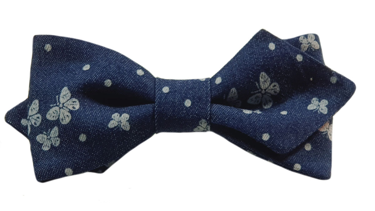Nœud papillon blue jean motifs papillons