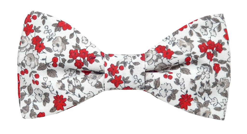 Noeud papillon Liberty blanc rouge et gris