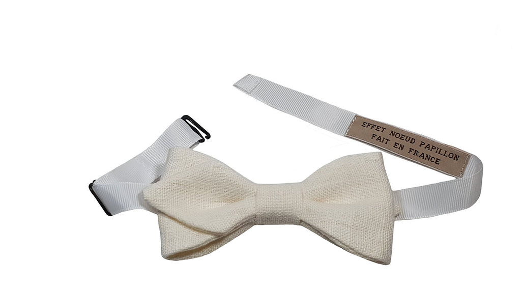 Noeud papillon ivoire en lin
