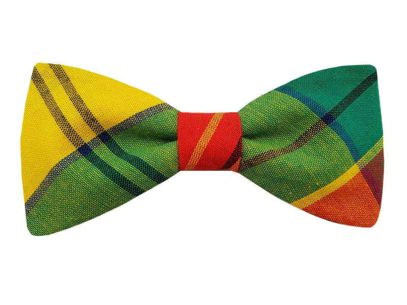 Nœud papillon Madras orange jaune et vert