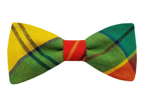 Nœud papillon Madras orange jaune et vert