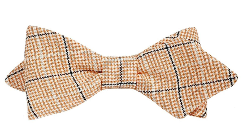 Nœud papillon à petits carreaux oranges et blancs, une touche vibrante et raffinée pour compléter votre tenue