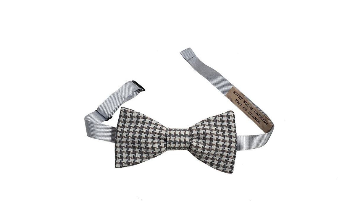 Noeud papillon pied de poule gris - Effet Noeud Pap