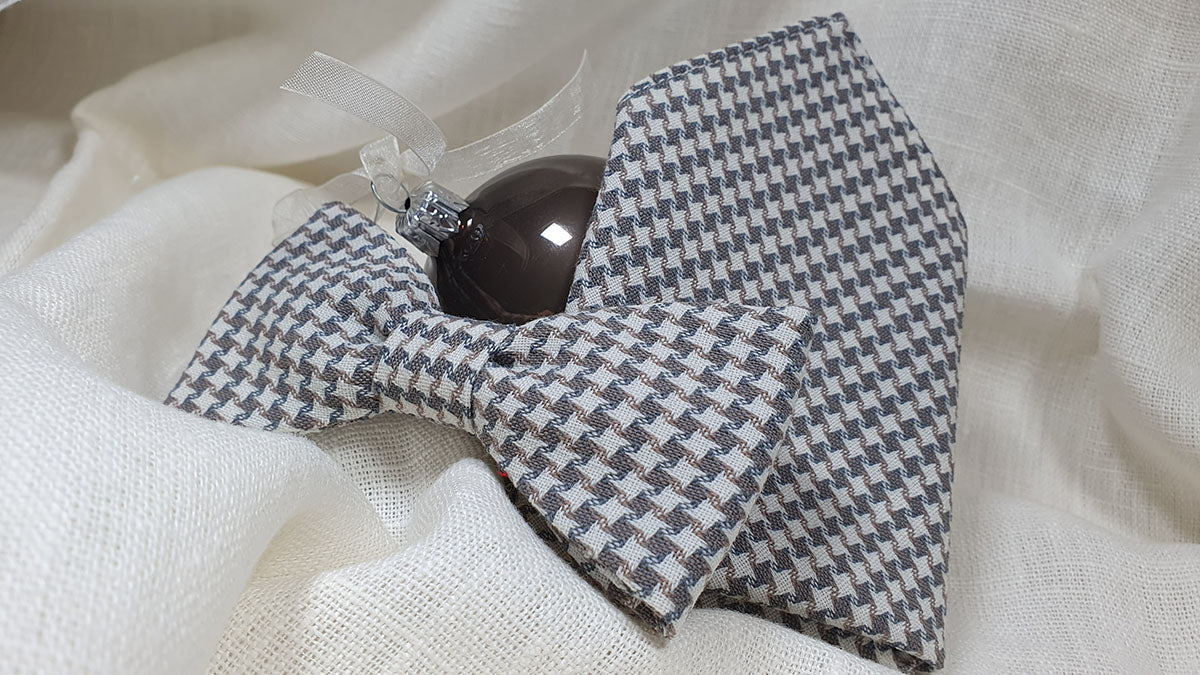 Noeud papillon pied de poule gris - Effet Noeud Pap