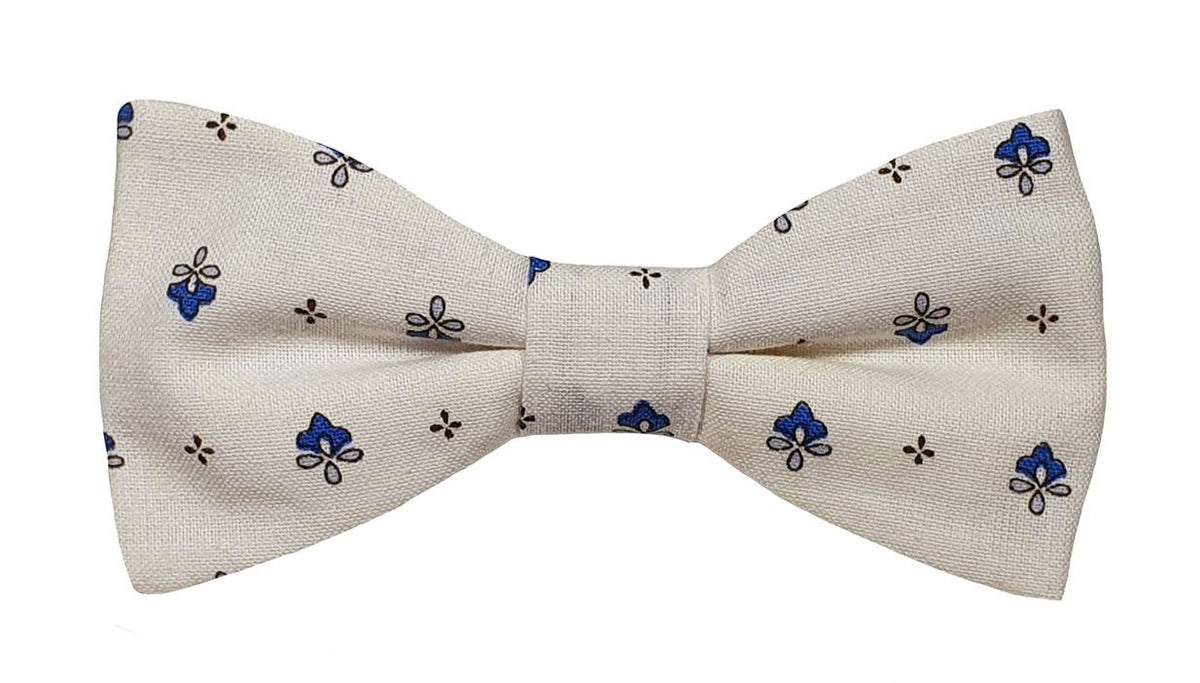 Noeud papillon provençal blanc calissons bleus - Effet Noeud Pap