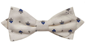 Nœud papillon provençal blanc calissons bleus