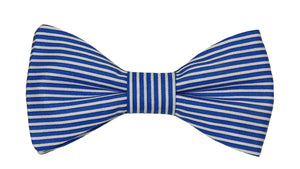 Noeud papillon rayé bleu roi et blanc - Effet Noeud Pap