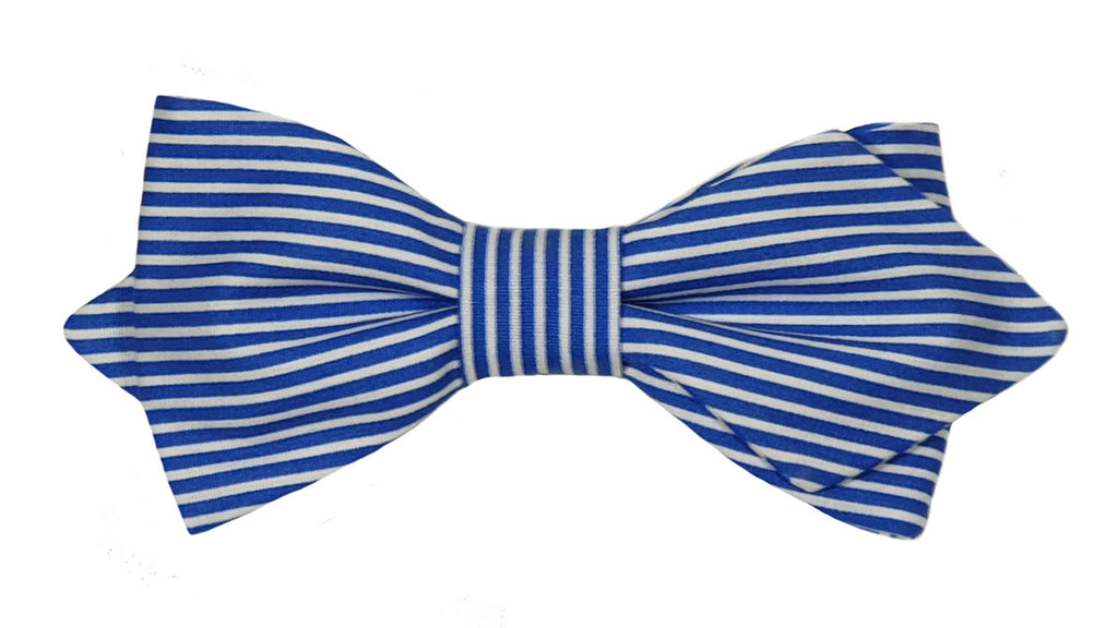 Nœud papillon rayé bleu roi et blanc