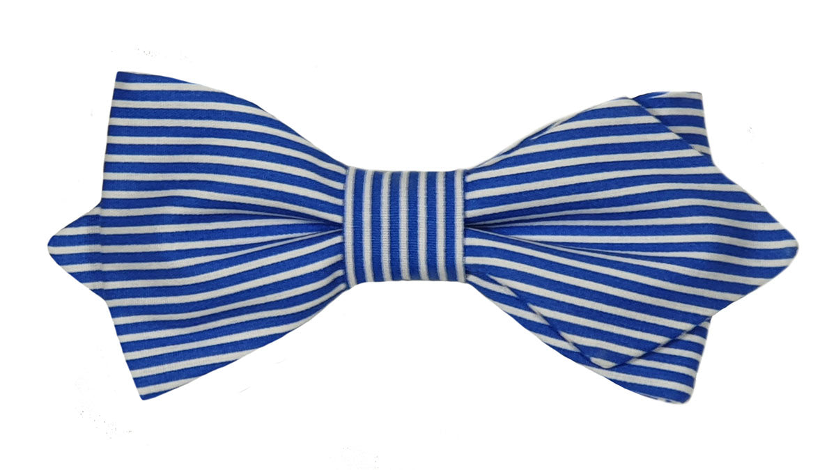 Nœud papillon rayé bleu roi et blanc