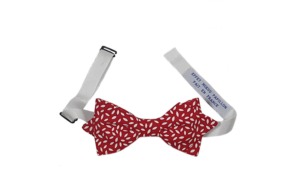 Noeud papillon rouge motifs grains de riz blancs