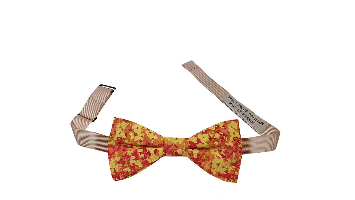 Noeud papillon fleuri jaune et orange - Effet Noeud Pap