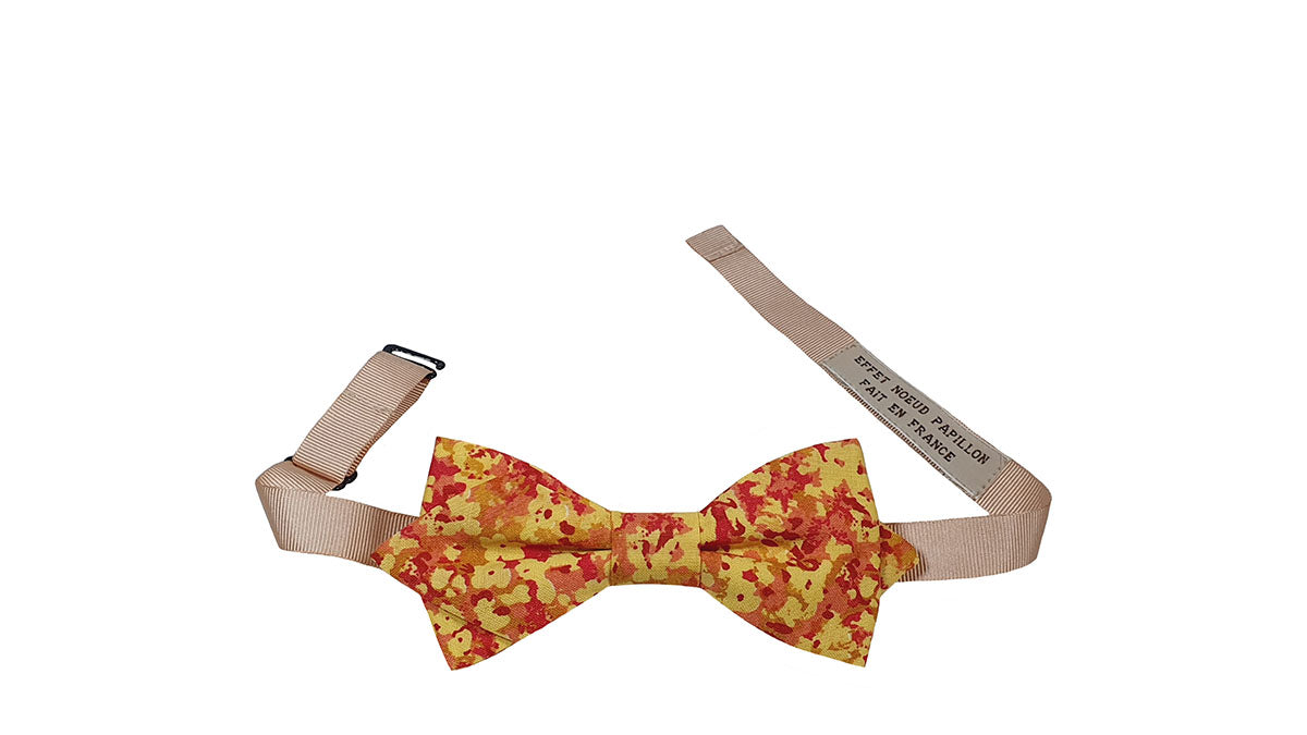 Noeud papillon fleuri jaune et orange - Effet Noeud Pap