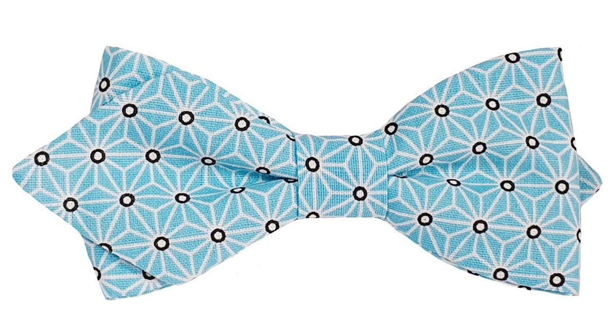 Noeud papillon japonais turquoise étoiles