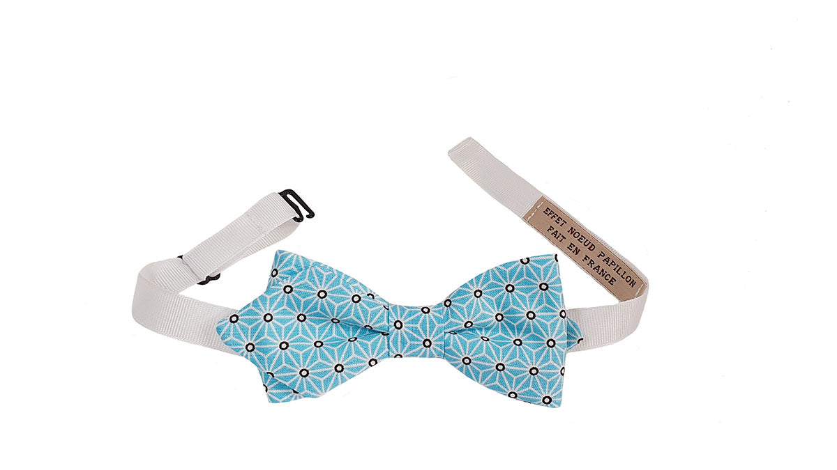 Noeud papillon japonais turquoise étoiles