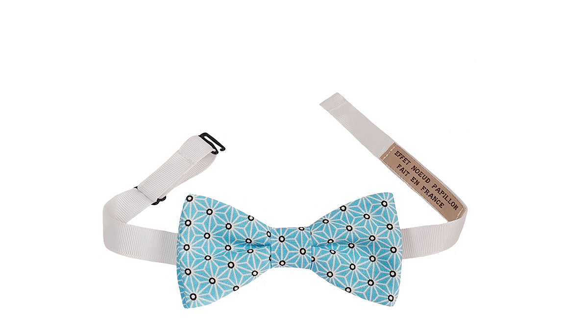 Noeud papillon japonais turquoise étoiles