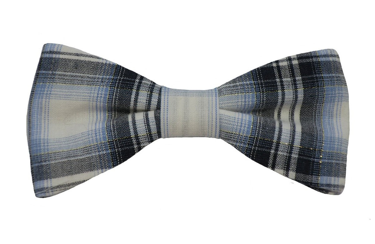Noeud papillon à carreaux Bleu argenté - Effet Noeud Pap