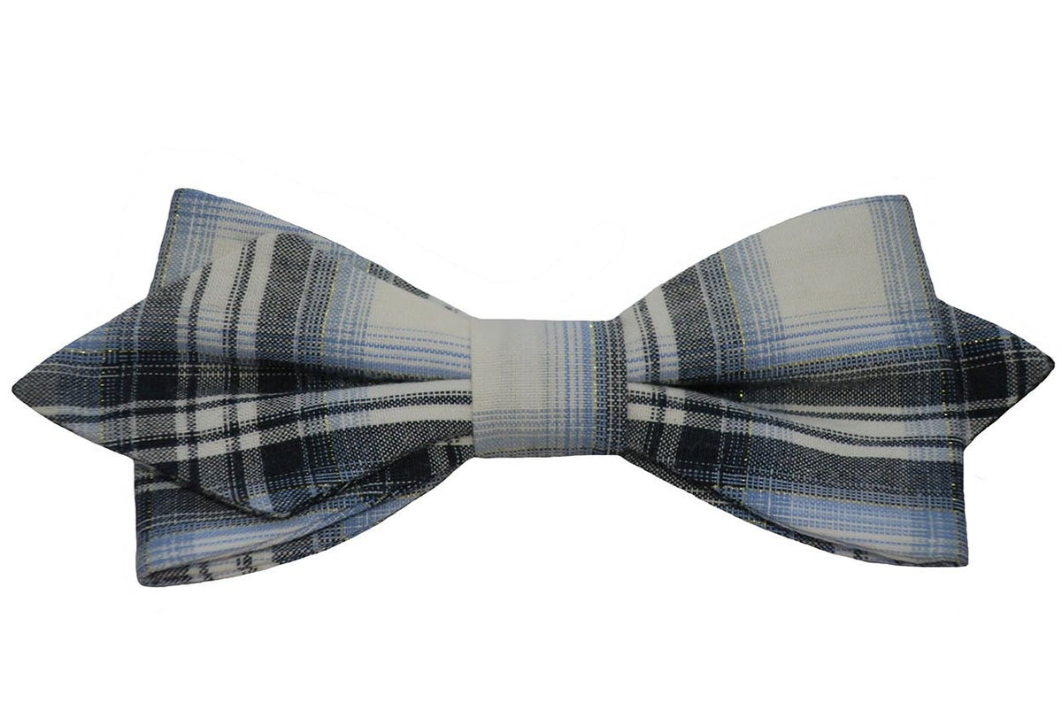 Noeud papillon à carreaux Bleu argenté - Effet Noeud Pap