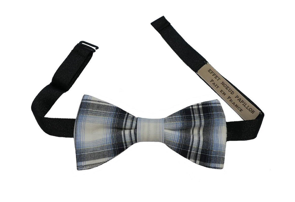 Noeud papillon à carreaux Bleu argenté - Effet Noeud Pap