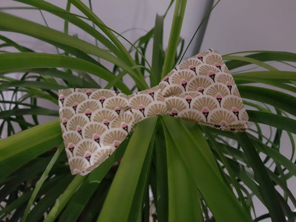 Noeud papillon japonais éventails dorés et rose - Effet Noeud Papillon