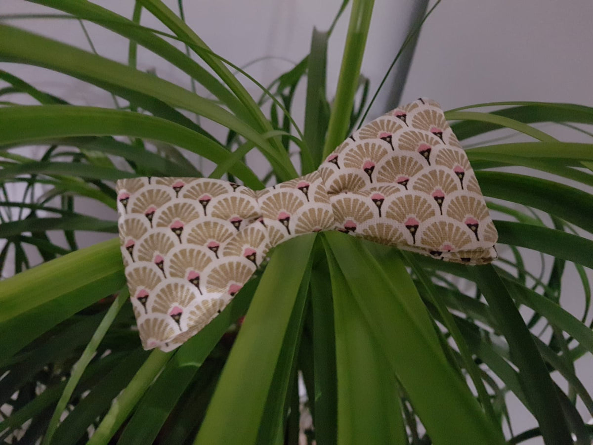 Noeud papillon japonais éventails dorés et rose - Effet Noeud Papillon